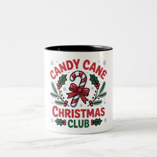 Caneca De Café Em Dois Tons Clube de Natal do Bastão de Doces Festa de Fim de