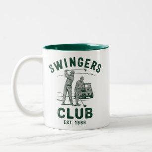 Caneca De Café Em Dois Tons Clube de Swingers Engraçado Sarcástico Golfe Golfi
