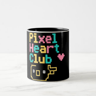Caneca De Café Em Dois Tons Clube do Coração de Pixel: Amor Retro Arte de Pixe