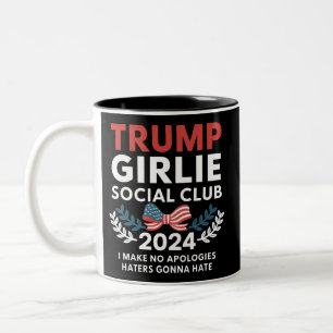 Caneca De Café Em Dois Tons Clube Social Trump Girlie Coquette Bow Eleição 