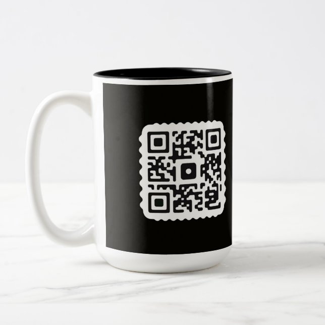 Caneca De Café Em Dois Tons Coágulos de café QR personalizados para comerciant (Esquerda)