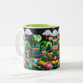 Caneca De Café Em Dois Tons Cobra de Ano Novo Chinês 2025 Origami 2TM8