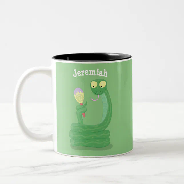 Xícara De Espresso Cobra verde engraçado com desenhos de maraca