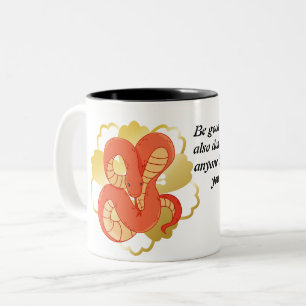 Caneca De Café Em Dois Tons Cobra vermelho em uma flor Ouro"   Única e Luxuosa