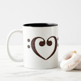 Caneca De Café Em Dois Tons Cobre Dual Bass Clef Heart Music Lover