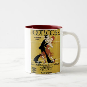 Caneca De Café Em Dois Tons Cobrir De Canais Vintage