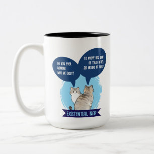 Caneca De Café Em Dois Tons Cochilo Existencial Piada de Gato Dorminhoco Humor