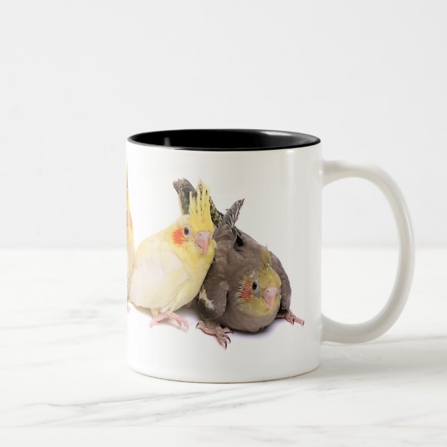 Caneca De Café Em Dois Tons Cockatiels (Direita)