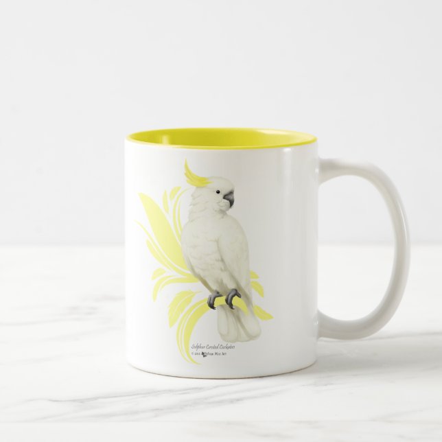 Caneca De Café Em Dois Tons Cockatoo com crista do enxofre (Direita)
