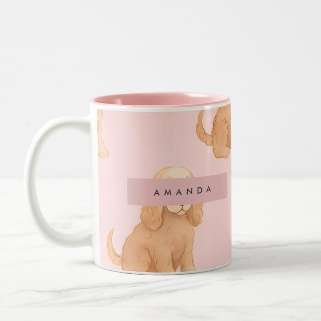 Caneca De Café Em Dois Tons Cocker Spaniel Personalizado com Óculos (Esquerda)