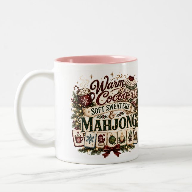 Caneca De Café Em Dois Tons Coco Quente E Mahjong (Esquerda)