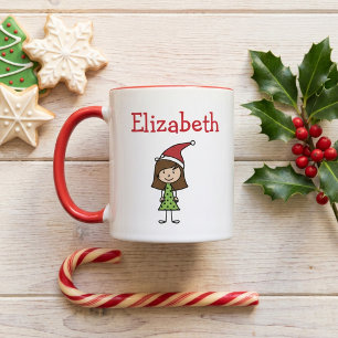 Caneca De Café Em Dois Tons Cocoa Quente de Natal Personalizado Nome Crianças