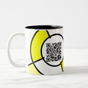 Caneca De Café Em Dois Tons código amarelo do bullseye QR