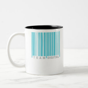 Caneca De Café Em Dois Tons Código de barras digital de equipe para nerd