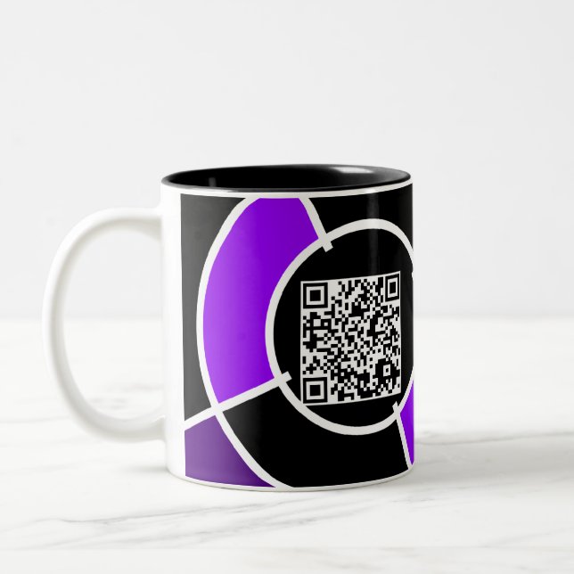 Caneca De Café Em Dois Tons código de QR de ladrilhos roxos (Esquerda)