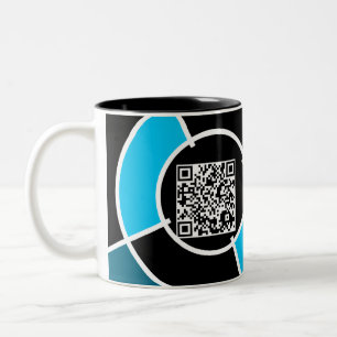 Caneca De Café Em Dois Tons código de QR do lacete teal