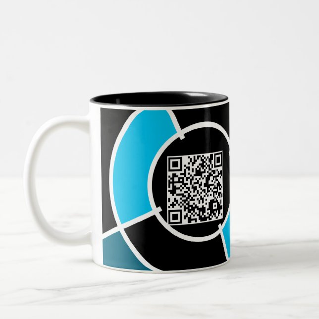 Caneca De Café Em Dois Tons código de QR do lacete teal (Esquerda)
