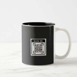 Caneca De Café Em Dois Tons Código QR de Logotipo Simples Empresarial Preto