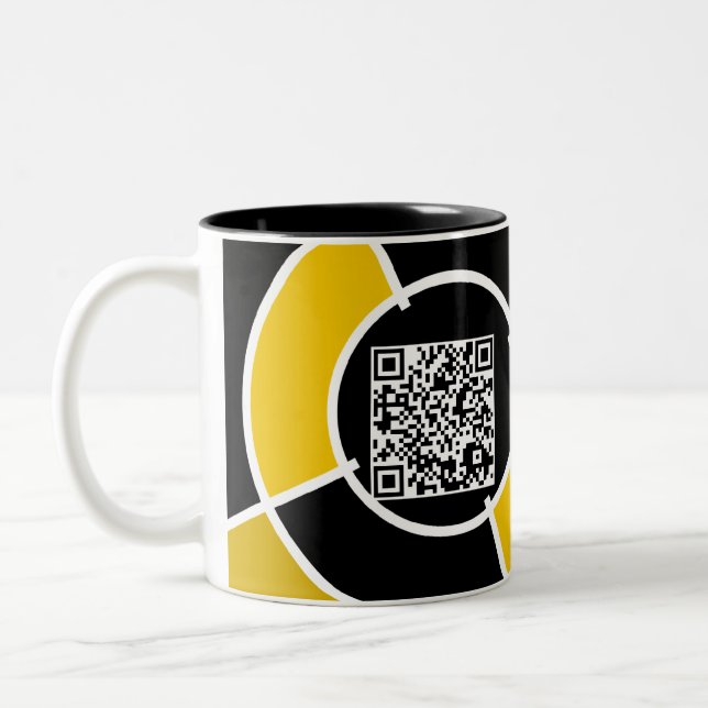Caneca De Café Em Dois Tons código QR dos olhais laranja (Esquerda)