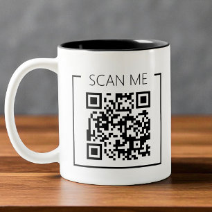 Caneca De Café Em Dois Tons Código QR Minimalista Escaneie-me Negócios