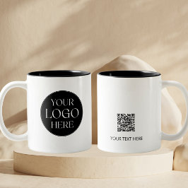 Caneca De Café Em Dois Tons Código QR Personalizado com Logotipo da Empresa