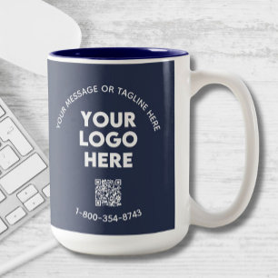 Caneca De Café Em Dois Tons Código QR personalizado do logotipo de mensagem co