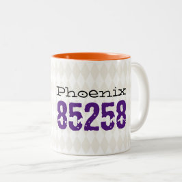 Caneca De Café Em Dois Tons Código Zip de Cidade Movendo Novo Padrão de Harleq