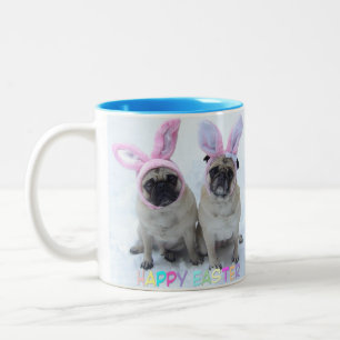 Caneca De Café Em Dois Tons Coelhinho da Páscoa do Pug