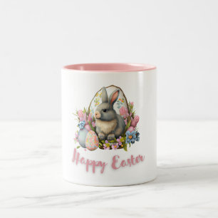Caneca De Café Em Dois Tons Coelhinho da Páscoa doce