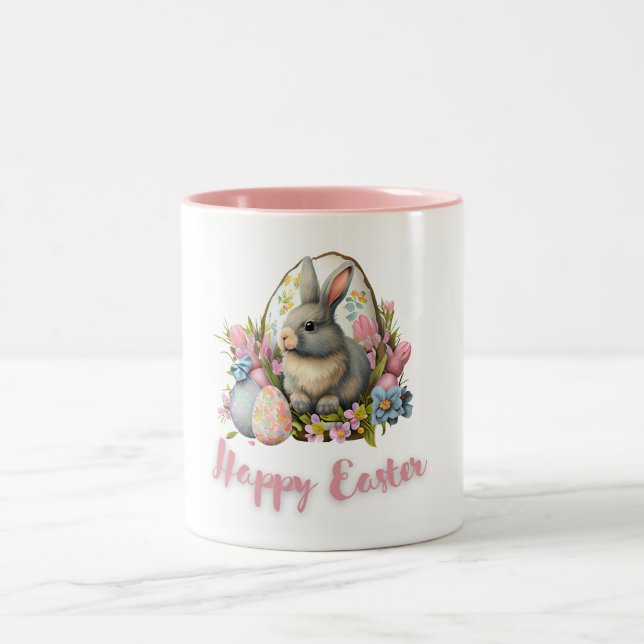 Caneca De Café Em Dois Tons Coelhinho da Páscoa doce (Centro)