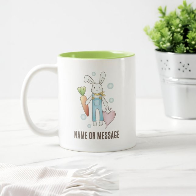 Caneca De Café Em Dois Tons Coelhinho De Animais Enchidos, Cute Personalizado (Criador carregado)