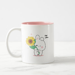 Caneca De Café Em Dois Tons coelhinho engraçado