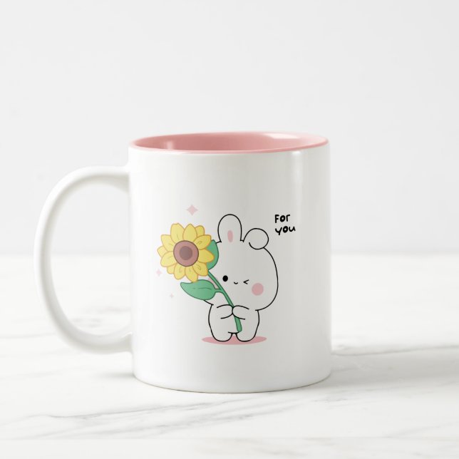 Caneca De Café Em Dois Tons coelhinho engraçado (Esquerda)