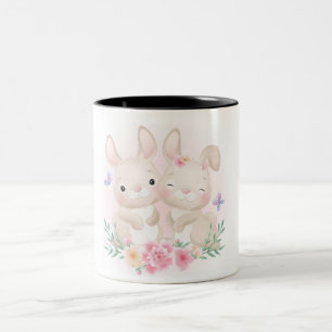 Caneca De Café Em Dois Tons Coelhinhos de Páscoa