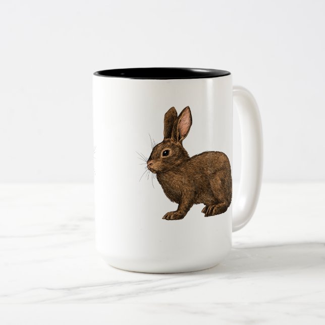 Caneca De Café Em Dois Tons Coelho 2 (Frente Esquerda)