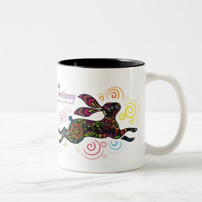Caneca De Café Em Dois Tons Coelho artístico (Direita)