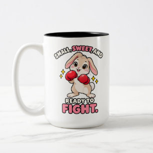 Caneca De Café Em Dois Tons Coelho boxeador fofo pronto para lutar