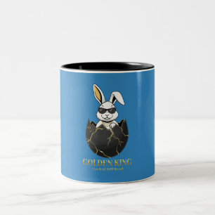 Caneca De Café Em Dois Tons Coelho com óculos legais, Dourado, rachado, real