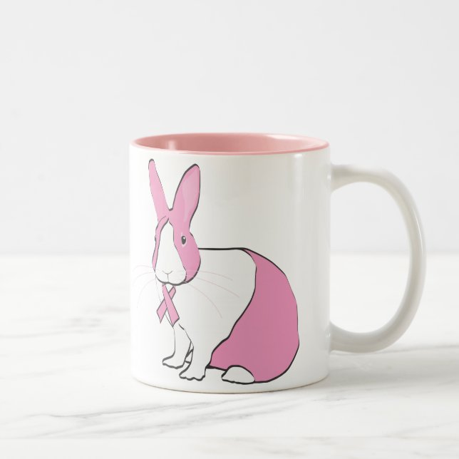 CANECA DE CAFÉ EM DOIS TONS COELHO DA CONSCIÊNCIA DO CANCRO DA MAMA (Direita)