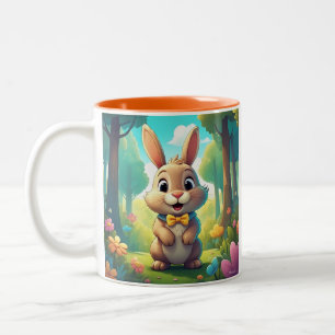Caneca De Café Em Dois Tons Coelho da Floresta Whimsérica - Floresta Adorável