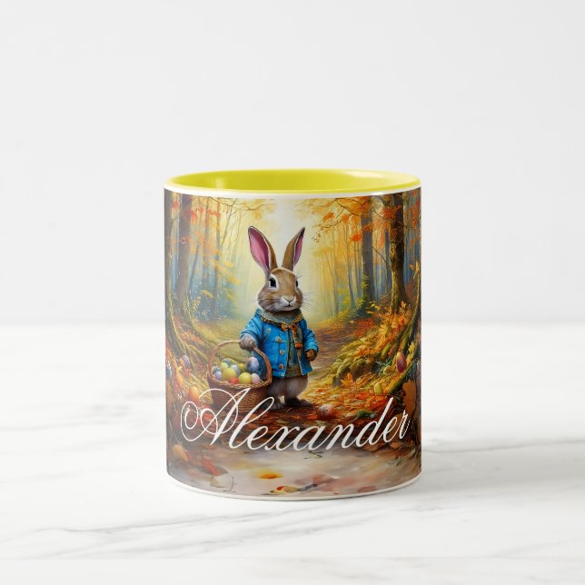 Caneca De Café Em Dois Tons Coelho da Páscoa  (Centro)
