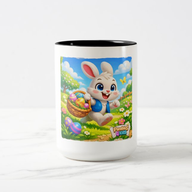 Caneca De Café Em Dois Tons Coelho de Páscoa Parables4Kids (Centro)