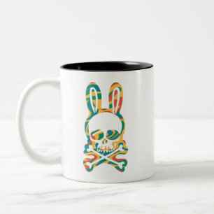 Caneca De Café Em Dois Tons Coelho de Páscoa Retro Tie Dye Coelho Caveira Cruz