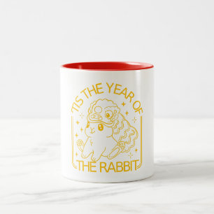 Caneca De Café Em Dois Tons Coelho do Zodíaco Chinês