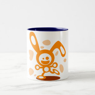 Caneca De Café Em Dois Tons Coelho feliz (alaranjado)