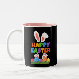 Caneca De Café Em Dois Tons Coelho Feliz Páscoa