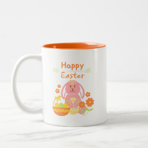 Caneca De Café Em Dois Tons coelho Felz pascoa 