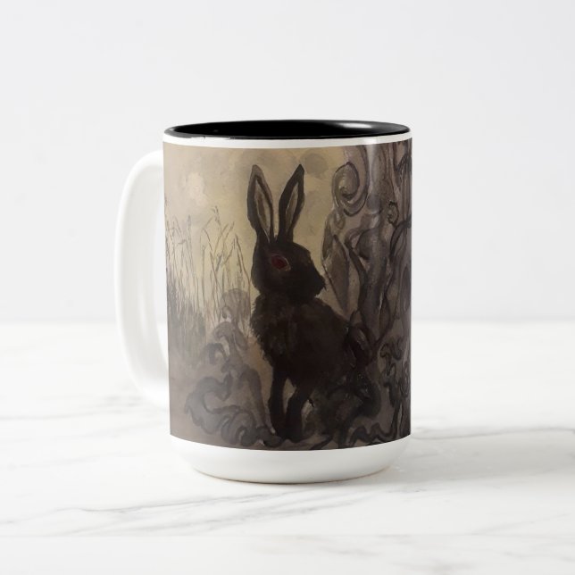 Caneca De Café Em Dois Tons Coelho preto de Inle (Frente Esquerda)