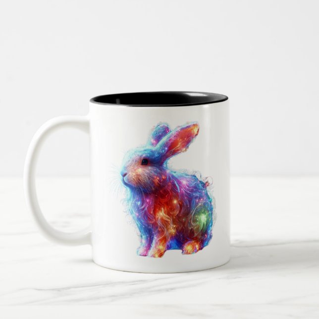 Caneca De Café Em Dois Tons Coelho Prismo Brilhante - Animal Neon Light Eetére (Esquerda)
