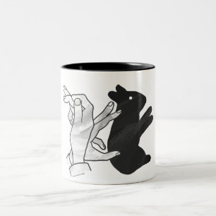 Caneca De Café Em Dois Tons Coelho Silhouette Mão